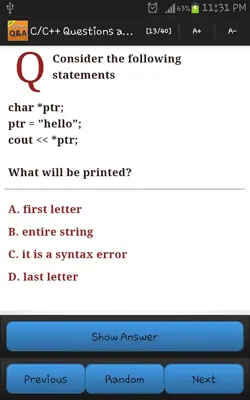 C/C++ Questions and Answers android App screenshot 5